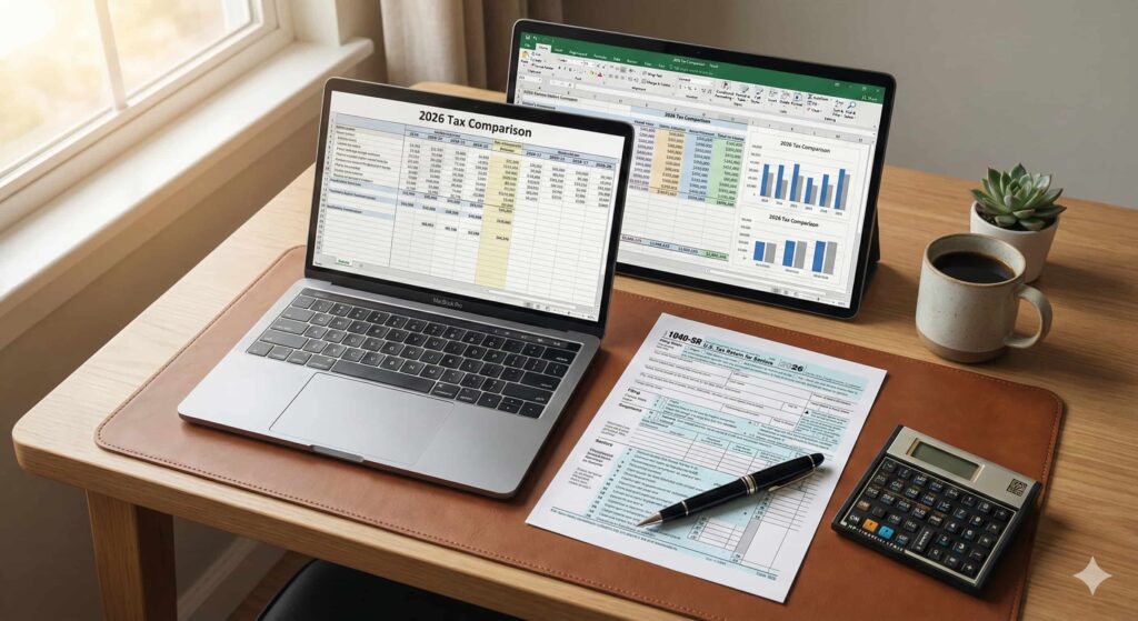 Comparison of 1099 vs W-2 net income for 2026 tax year