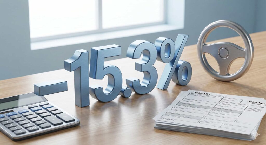 Diagram showing the 12.4% Social Security and 2.9% Medicare components of the 15.3% self-employment tax